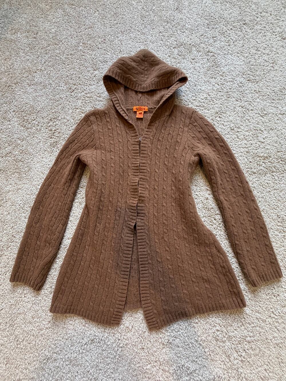 Vintage Y2K BDG Urban Outfitters Wool Angora Cable Knit Hooded Cardigan L